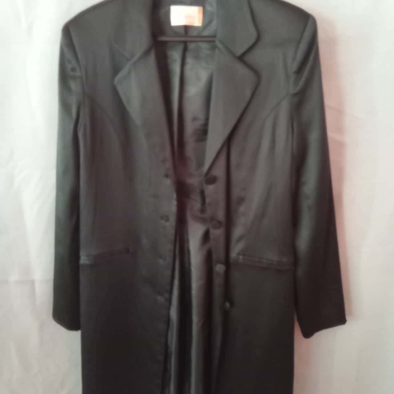 Rockmans Ladies Shiny Black Dress Coat Size 12 UAN