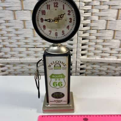 Old Fashioned Route 66 Gas Pump Mantle Clock, Battery Powered with Quartz Movement