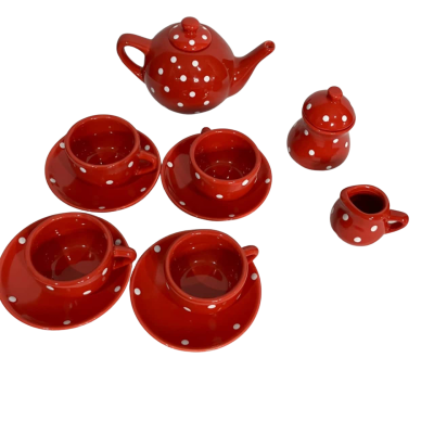  Kids Red Polka dot porcelain teaset