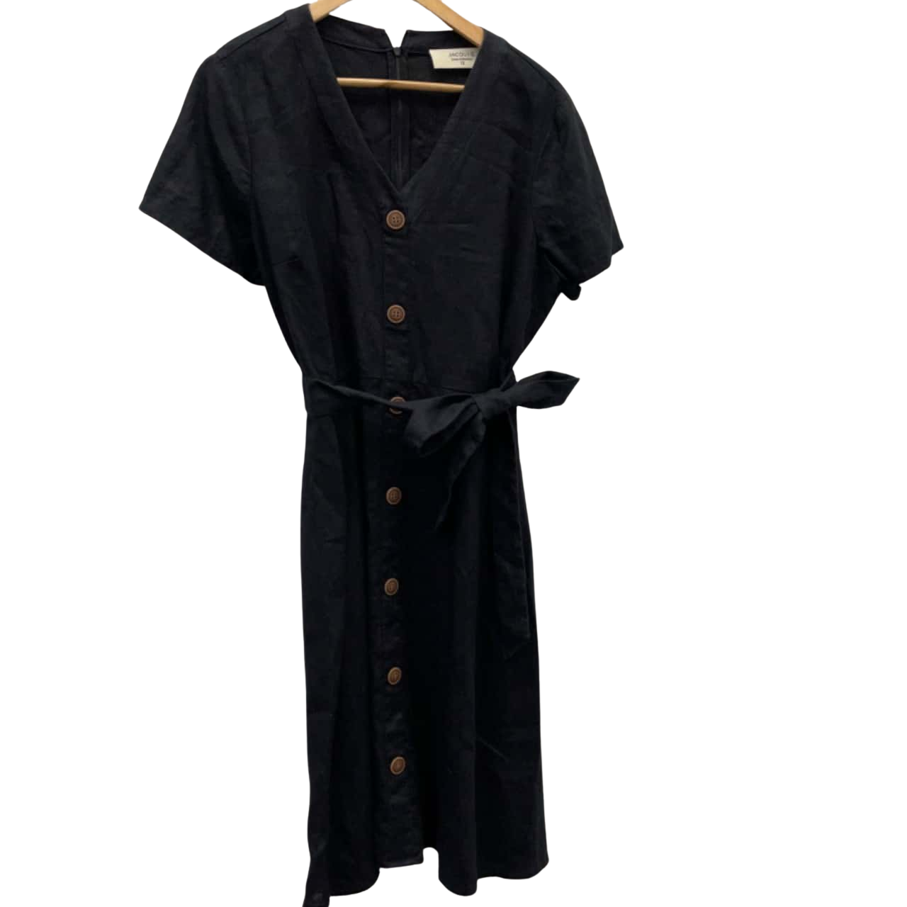 JacquiE Linen Womens Dress Size 12 Black (s)