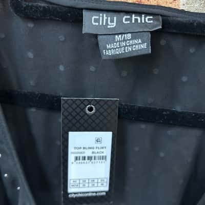 City Chic Womens  Size 18 Long Sleeve Top Black  