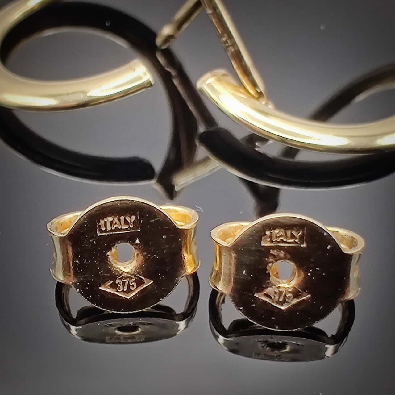 Unusual "Rams Horns" Shape 375 Italy Gold Earrings 0.92g By Weight