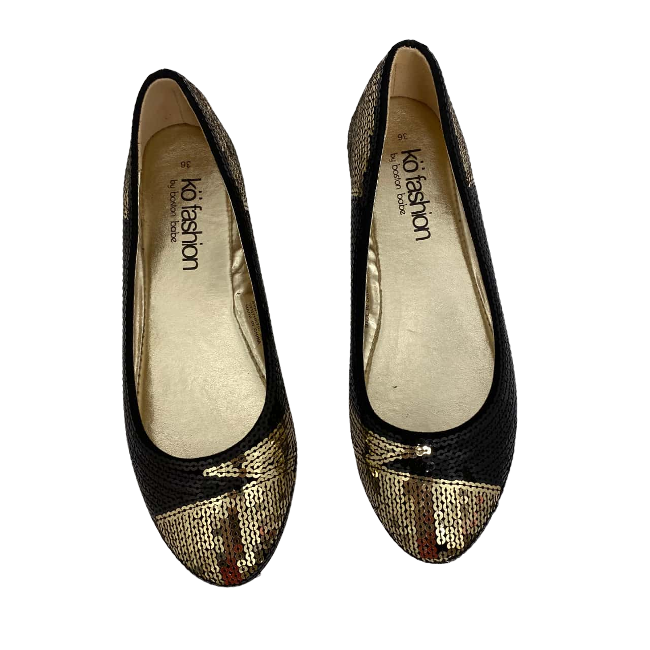 Ko Fashion Sequinned Ballet Flats. Size 36(s)