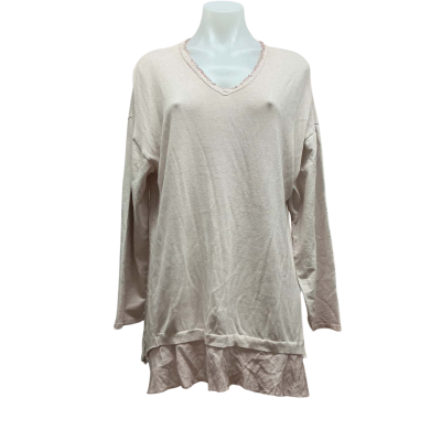 La Strada Womens Linen/ Cotton Mix Size M V-Neck Jumper Blush Pink  