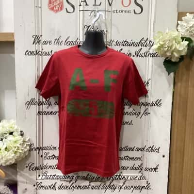Abercrombie & Fitch Brand! A-F LOGO T-SHIRT Womens  Size S Short Sleeve Top / T-shirts Red 