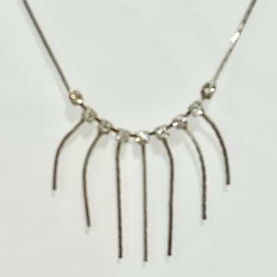 Vintage Silver Gemstone Diamonte’Drop Necklace 
