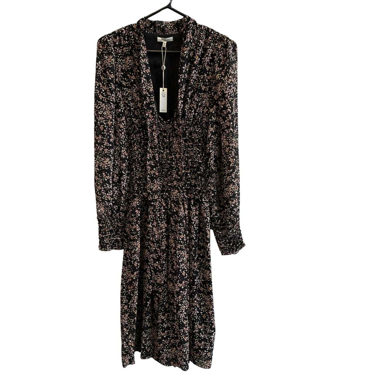 BNWT Max Studio Women's Size XXS-XS Long Sleeve Maxi Dress Black Floral (s)