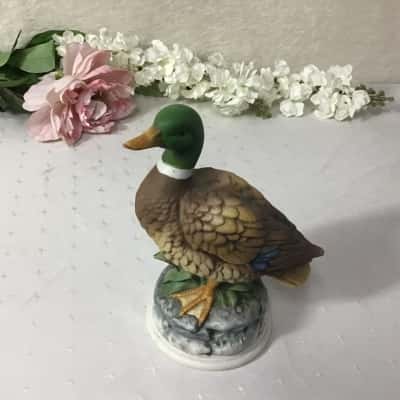 Green / Brown Ceramic Mallard Duck Figurine