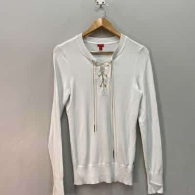 Guess Womens  Size S Fine Knit Pullover Gold / White 