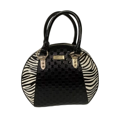 Serenade Women‘s Urban Leather Bowling Bag Black and White Brand New | RRP $239