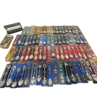 77pc vintage silver-plated collectible souvenir teaspoon