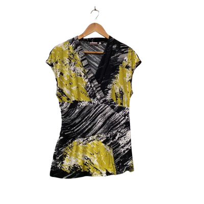 Leona Edmiston Womens  Size 14 Sleeveless Top Black  / Green / Grey / Pattern 