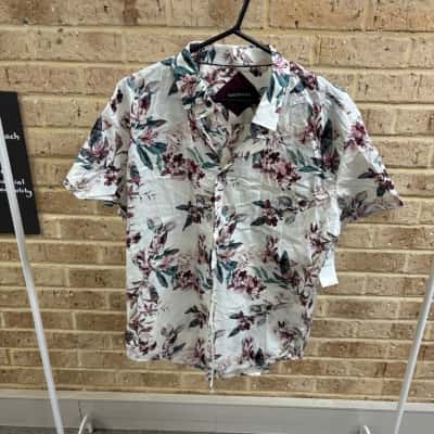 Tarocash Mens ZANZI STRETCH LEAF PRINT SHIRT Size XL 