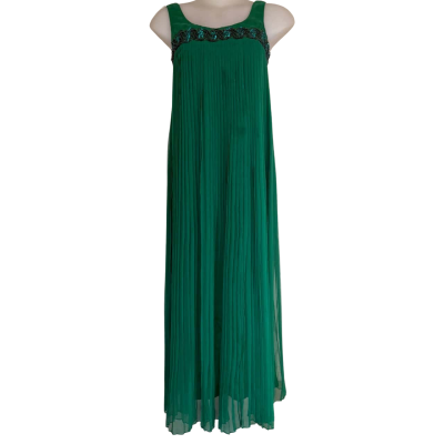 Vintage 60s- 70s. Chiffon Pleated Maxi Dress. Size SSW