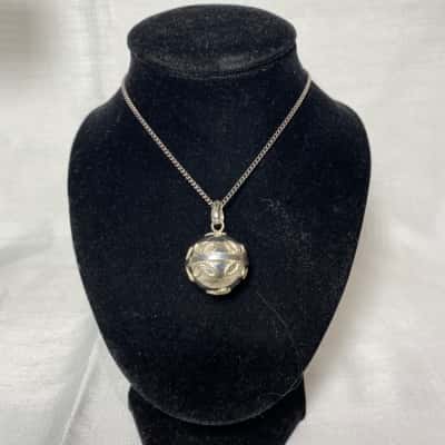 Women’s 925 Sterling Silver 70cm Curb Chain with Ball Bell Pendant 