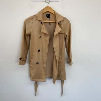 Bardot Junior Beige Trench Coat Jacket Size 8 