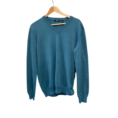 Boss Hugo Boss Mens  Size L V-Neck Jumper Blue / Green 