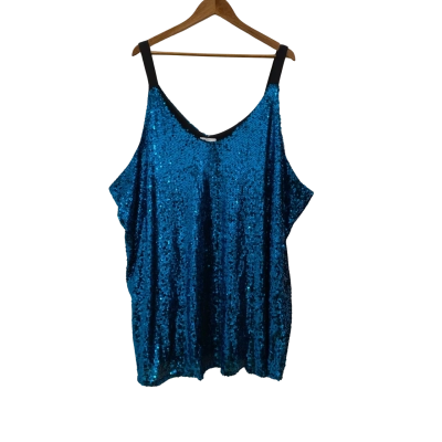 Yours London Women's Size 30 / 32 Plus Size Sleeveless Sequin Top Blue 