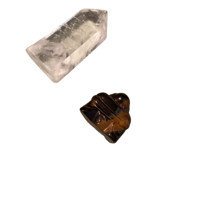 Clear quartz and tiger eye Buddha 