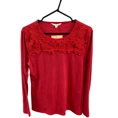 Noni B Womens red long slv rib tee Size M 