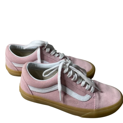 Vans Pink & White Lace Up Sneakers Size US 6.5