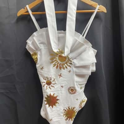 Love Bonfire The Label Womens Size L ‘You Beauty’ White Bathers