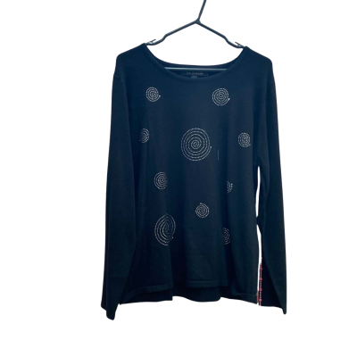 Liz Jordan Womens Size L Black Knit Hotfix Jumper