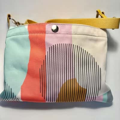 Fossil multicolor abstract coated canvas crossbody messenger bag