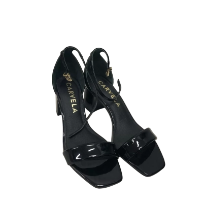 Carvela Womens  Size 38 Black  SECOND SKIN 50 BLACK BLOCK HEEL DRESS SANDALS