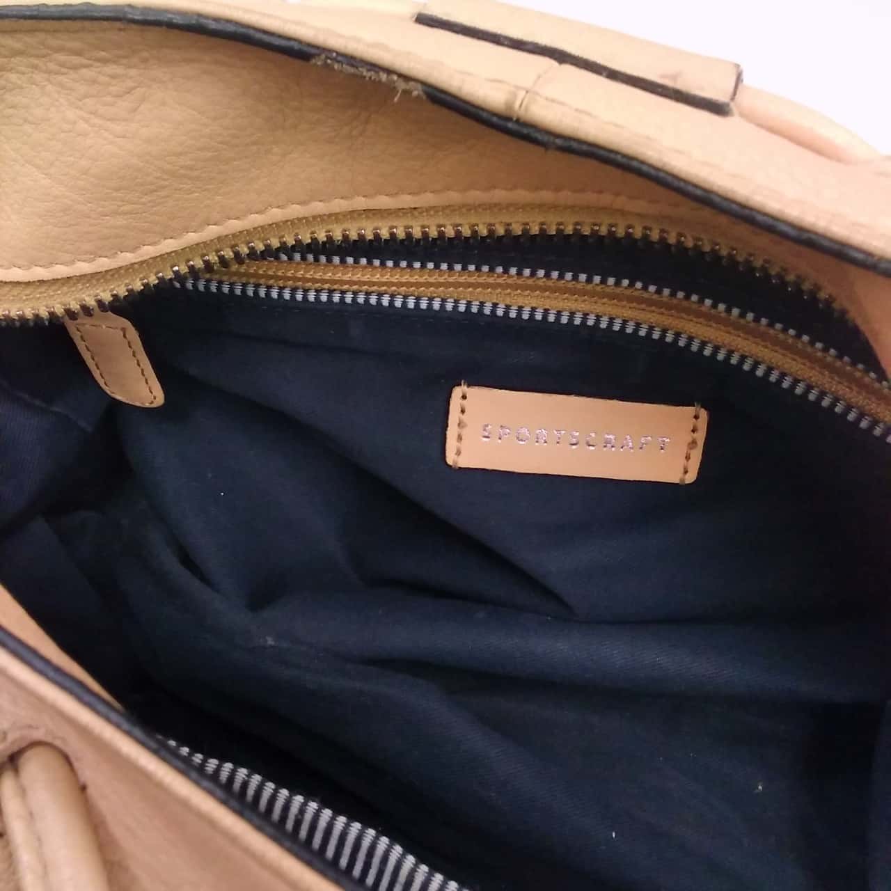 SPORTSCRAFT Beige Leather 504337 Cross Body Bag (460)(s)