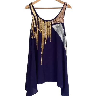 Piper Lane.  Navy Sequin Short Dress or Long Top.   Size 10 
