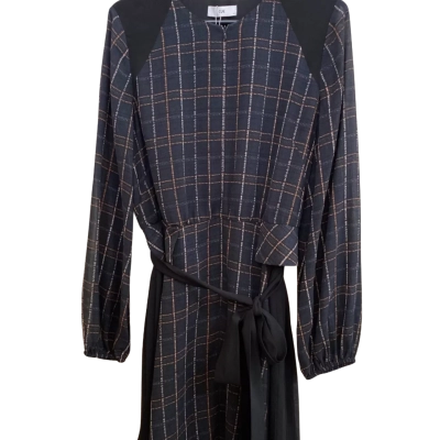 BNWT Cue Womens  Size 14 Midi Dress Black  / Checked 