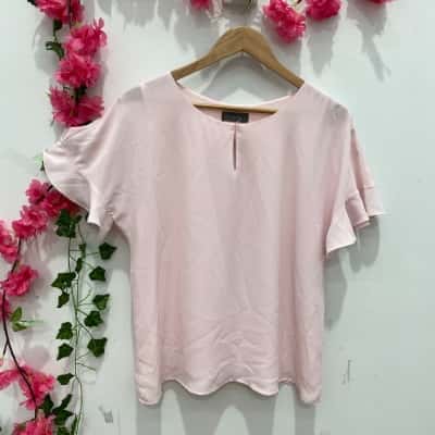 Jacqui-E Womens Short Sleeve Top Size 12 Pink  