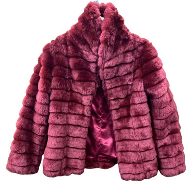 Bardot Red Fuax Fur Coat Size 8