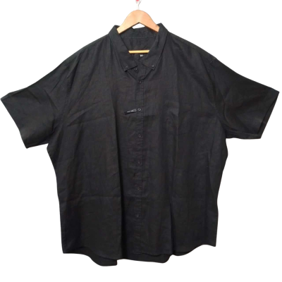 Tarocash Mens  Size 5XL Black Button Up Linen Shirt