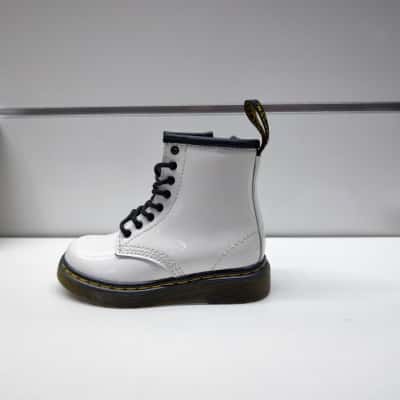 Dr. Martens Kids White Patent Leather Lace-Up Boots Infants Toddlers Size uk6 
