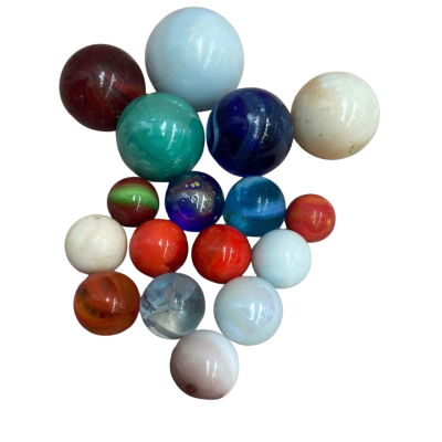 Vintage Glass Marbles -17 Assorted colours/Sizes/Styles