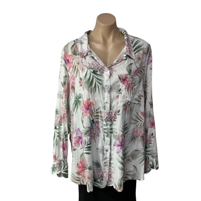 Just Jeans Womens Size 24 White / Pink /Green / Orange /Purple Floral Long Sleeve Shirt