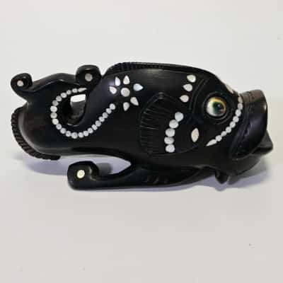 Hand Carved Wooden Fish with Intricate Mother of Pearl inlay.