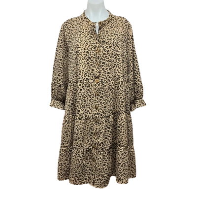 Caroline Morgan Womens Size 18 Babydoll Dress Animal print / Black  / Brown 