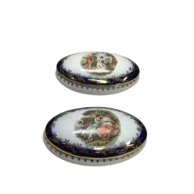 Vintage PM Dresden Porcelain Lidded Trinket Box - Made In Germany Mid-20th Century