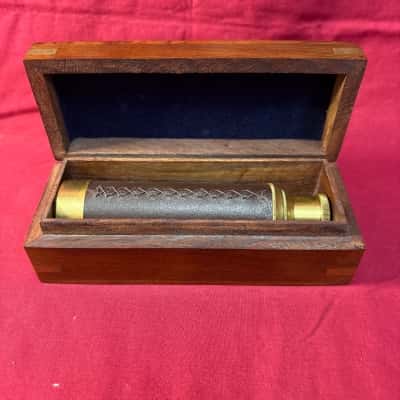 Decorative Vintage Style Brass Spyglass Presented in a Fitted Box