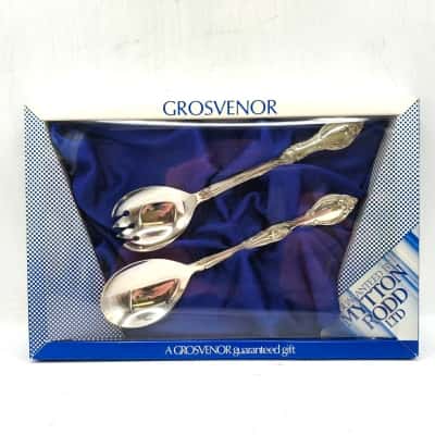 Grosvenor "Gainsborough" Silver Plated 2pce Salad Servers Gift Set