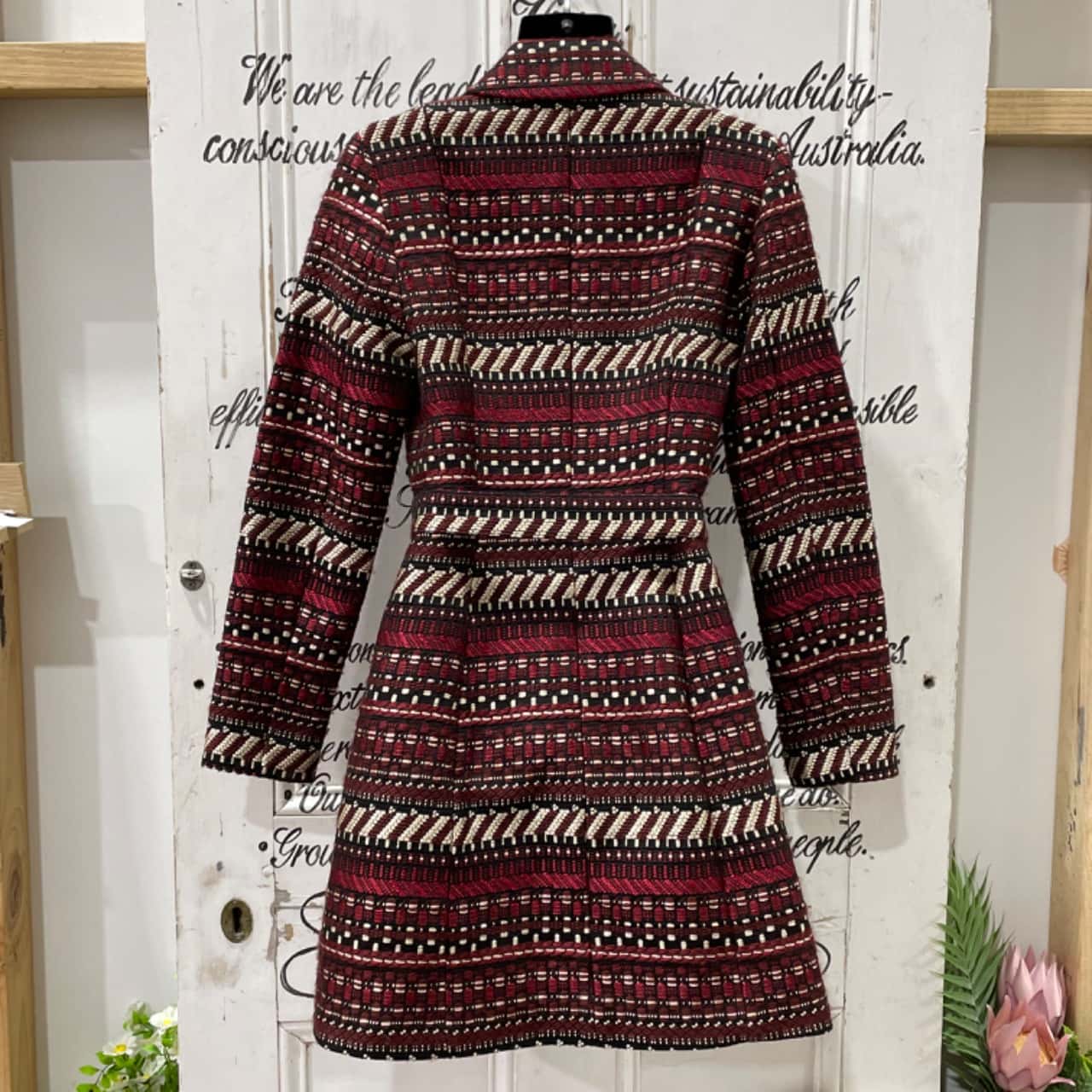 WINTER MUST HAVE!! Kookai Brand!! RRP $220!! JACKET DRESS!! Womens Size 10  / 8 Blazers / Winter Coat / Winter Jacket Black / Pattern / Red (s)