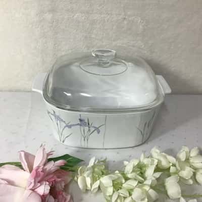 Corning Ware “Shadow Iris” 5 Litre Square Casserole Dish with Pyrex Glass Lid