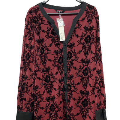 Bloomchic  Womens  Size 28 Long Sleeve Shirt Black  / Maroon 