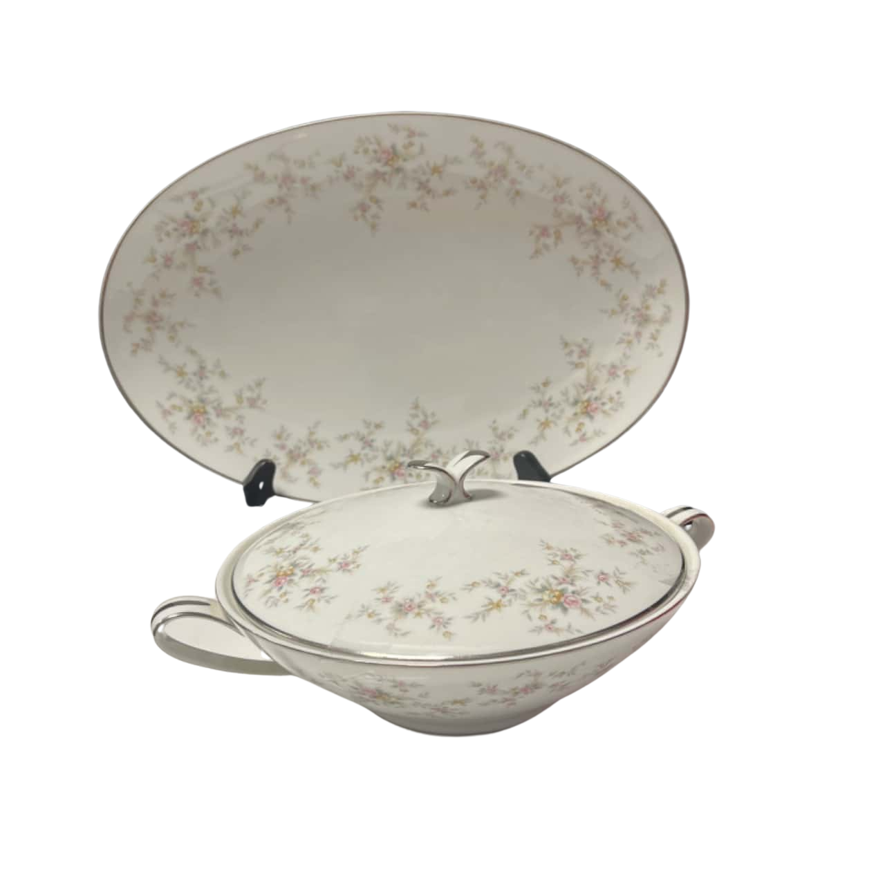 Noritake fine china Arlene oval serving dish and sugar bowl