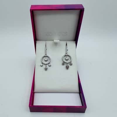 Ladies Silver 925 ZOMELS CZ Dangle Earrings