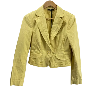 Cue Womens  Size 12 Cropped Single Button Blazer Yellow