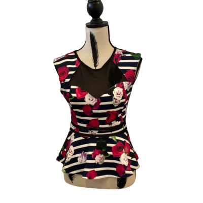 Guess Womens  Size M Sleeveless Top Black  / Floral 